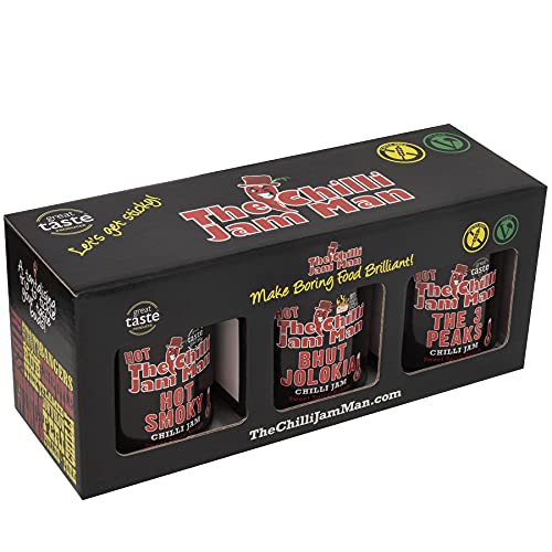 The Chilli Jam Man Hot Box - 3er Set süße sehr würzige heiße Chili Pfefferrelish - 3 x 200g von Chilli Jam Man