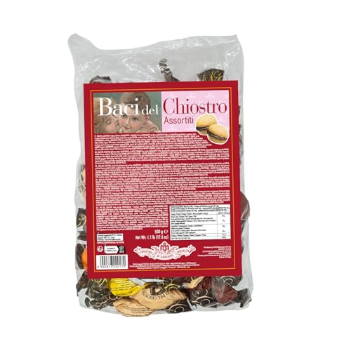 Chiostro di Saronno Baci del Chiostro Mix 500 g, Baci di Dama mit Haselnuss, Kaffee, Zitrone und Kakao, handverpackt, Maxi-Format Beutel von Chiostro di Saronno