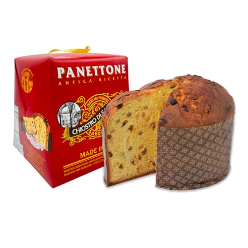 Chiostro di Saronno Handwerklicher Klassischer Panettone 1000 g, Langsam fermentierter Panettone mit kandierten Früchten und Sultaninen, Traditioneller Panettone mit Orangenschalen und Zitronat von Chiostro di Saronno