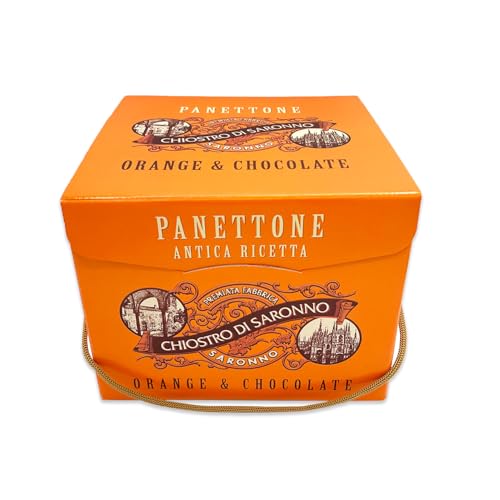 Chiostro di Saronno Handwerklicher Orangen Schokoladen Panettone 750 g, Langsam Fermentierter Panettone mit Schokoladenstückchen und Orangencreme, Kandierte Orangenschalen, Ohne Sultaninen von Chiostro di Saronno