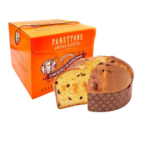 Chiostro di Saronno Handwerklicher Orangen Schokoladen Panettone 750 g, Langsam Fermentierter Panettone mit Schokoladenstückchen und Orangencreme, Kandierte Orangenschalen, Ohne Sultaninen von Chiostro di Saronno