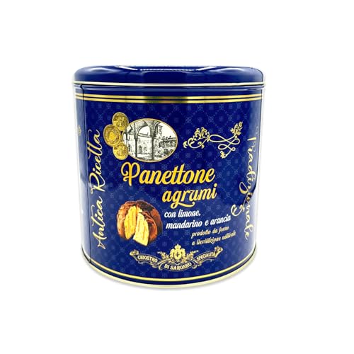 Chiostro di Saronno Handwerklicher Panettone mit Zitrusfrüchten 750 g, Langsam Fermentierter Panettone, Panettone mit Orangencreme, Kandierte Zitrone und Mandarinenpaste, Ohne Sultaninen von Chiostro di Saronno