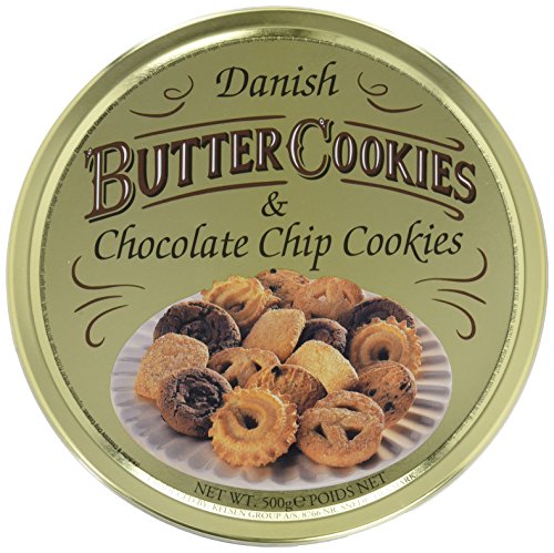 Danish Butter Cookies & Chocolate Chip Cookies, dänische Butterkekse, Gebäckmischung Dose, 500 g von Continental Bakeries