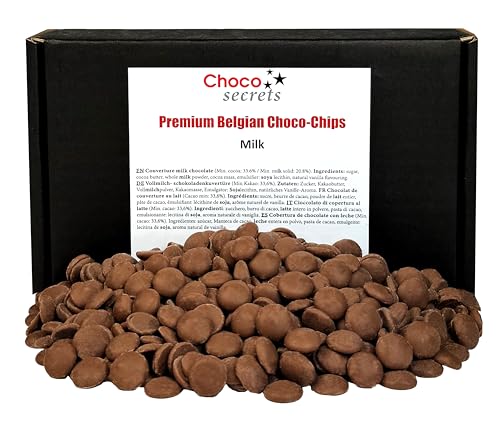 CHOCO SECRETS - 600g Vollmilch - Schokolade für Schokobrunnen – Schoko-Fondue Schokolade zum Schmelzen - Chocolate Chips für Schokoladenbrunnen - Belgische Kuvertüre zum Backen - Schoko-Drops von CHOCO SECRETS