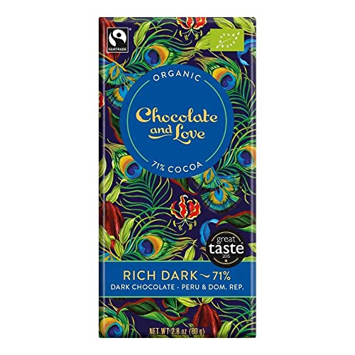 CHOCOLATE AND LOVE Dunkle Bio Schokolade, Rich Dark 71%, aus Perú & Dom. Rep, 80g (6er Pack) von Chocolate and Love