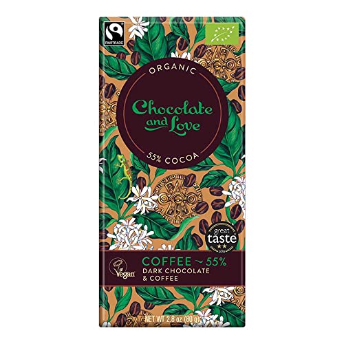 CHOCOLATE AND LOVE Dunkle Schokolade, Coffee 55%, 80g (24er Pack) von Chocolate and Love