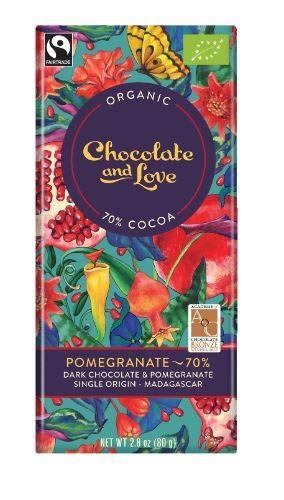 Chocolate And Love Ltd | Chocolate & Love Pomegranate Dark 70% Chocolate & Almond | 2 x 80g (DE) von Chocolate and Love