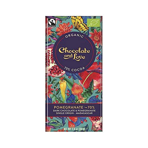 2 x Chocolate and Love Organic Dark Chocolate & Pomegranate 70% 80g von Chocolate & Love