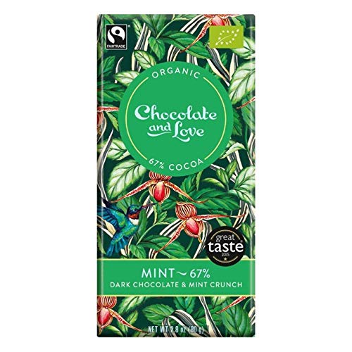 5 x Chocolate and Love Organic Dark Chocolate & Mint Crunch 67% 80g von Chocolate & Love