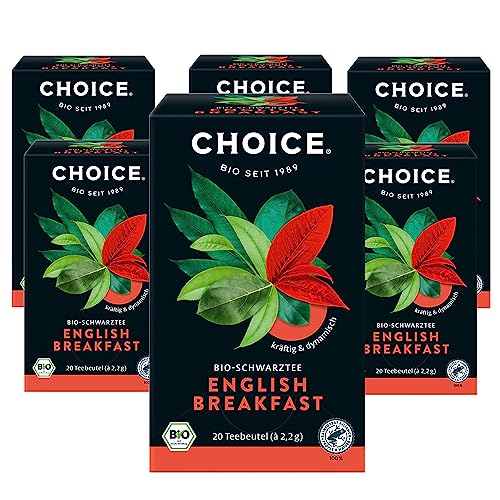 CHOICE - English Breakfast, Bio-Schwarztee, Kräftig & Dynamisch, Handverlesen, 6x20 Teebeutel (120 Beutel insgesamt) von Choice