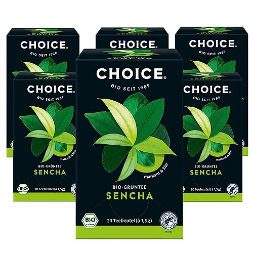 CHOICE - Sencha, Bio-Grüntee, Markant und Klar, Handverlesen, 6x20 Teebeutel (120 Beutel insgesamt) von Choice