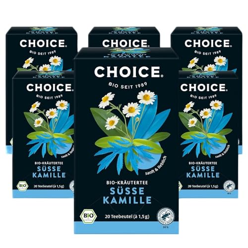 CHOICE - Süße Kamille, Bio-Kamille- und -Kräuterteemischung, Sanft und Lieblich, Handverlesen, 6x20 Teebeutel (120 Beutel insgesamt) von Choice