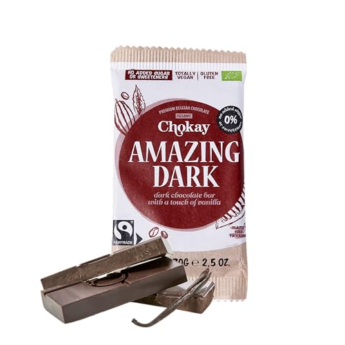 Chokay BIO Bar - AMAZING DARK/Belgische Zartbitter Schokolade/VEGAN, GLUTENFREI & FAIR TRADE / 1x70g von Chokay