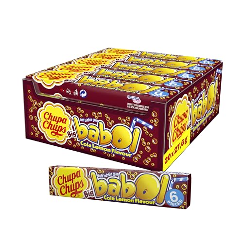 Chupa Chups Big Babol Cola Lemon Bubble Gum, Theken-Display enthält 20 Stangen Kaugummis mit Cola Lemon-Geschmack, für große Kaugummi-Blasen, 20x27,6g von Chupa Chups