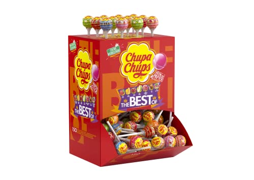 Chupa Chups - Karton mit 150 Lutschern mit Fruchtfleisch + Cola und Milky The Best Of – Papierstab – Ideal für Geburtstagsfeiern – 1,8 kg von Chupa Chups