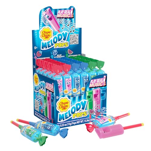 Chupa Chups Melody Pop, Assorted Flavors, Whistle Lollipops, Individually Wrapped Candy, 30 Count Showbox CaseQ von Chupa Chups