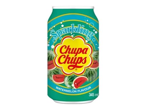 Chupa Chups Sparkling Watermelon Drink, prickelnde Wassermelonen Limonade, 24 Dosen mit Pfand, 24 x 345 ml von Chupa Chups