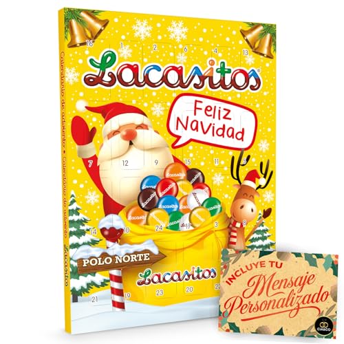 Lacasitos Adventskalender 2024 mit 24 Schokoladenüberraschungen, 3 zufälligen Designs und Hobbys. Inklusive personalisierter Cia&Co-Karte, Zählt hinter Weihnachten, 72 g von Cia&Co