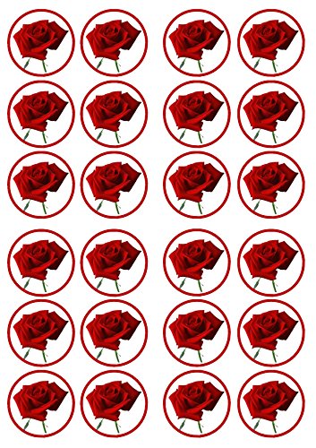 24 Rose Blume essbarem Premium Stärke Süße Vanille, Wafer Reispapier Cupcake Topper/Dekoration von Cian's Cupcake Toppers Ltd