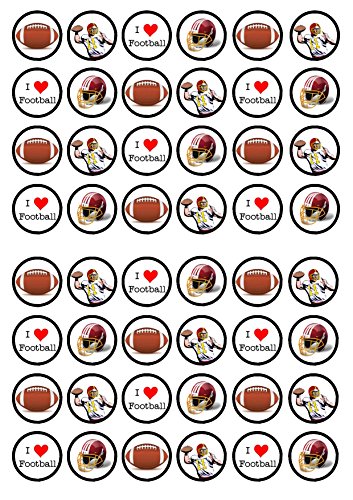 48 Amercian Football, 48 Amerikanische Fußball, Essbare PREMIUM Dicke GEZUCKERTE Vanille, Reispapier Mini Cupcake Toppers, Cake Pops, Cookies für Wafer von Cian's Cupcake Toppers Ltd