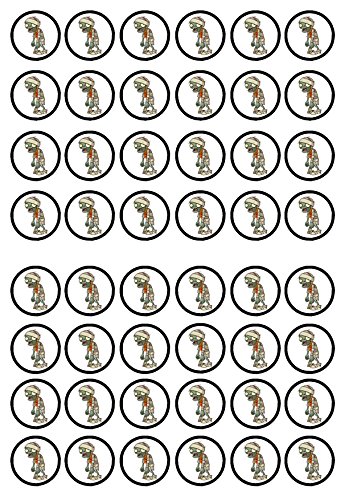 48 Zombie #3 Halloween Gruselige essbare Premium-Dicke gesüßt, Vanille gesüßt, Oblaten Reispapier Mini Cupcake Topper, Cake Pops, Cookies von Cian's Cupcake Toppers Ltd