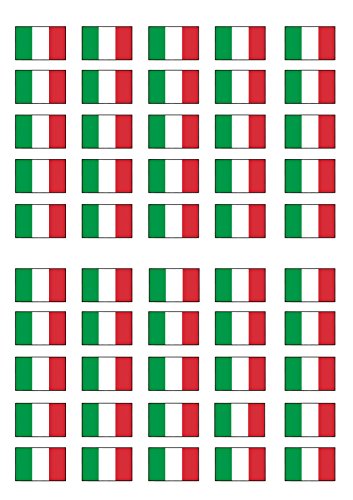 50 Italian Flag, Italienisch Flagge, Essbare PREMIUM Dicke GEZUCKERTE Vanille, Reispapier Mini Cupcake Toppers, Cake Pops, Cookies für Wafer von Cian's Cupcake Toppers Ltd