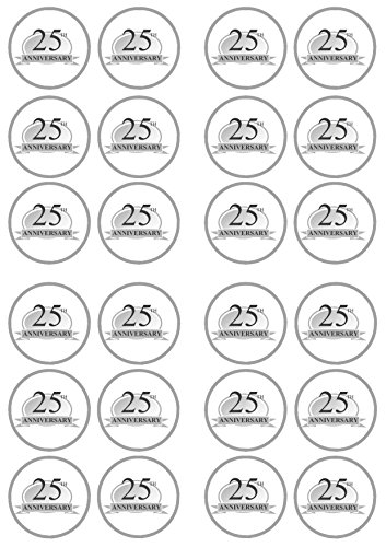 Essbare Oblaten PREMIUM Silberhochzeit 25 Reispapier 24 x 4,5 cm Cupcake Topper/Dekoration von Cian's Cupcake Toppers Ltd