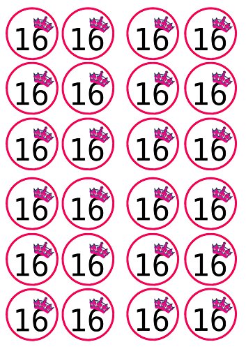 Pink Number 16, Rosa Anzahl 16, Essbare PREMIUM Dicke GEZUCKERTE Vanille, Wafer Reispapier Cupcake Toppers/Dekorationen von Cian's Cupcake Toppers Ltd