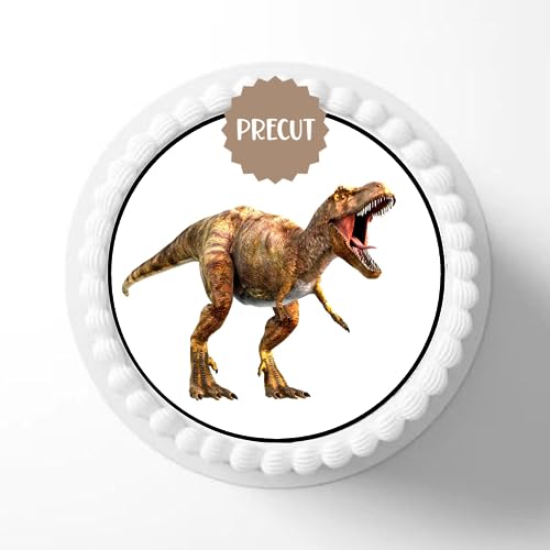 Kuchen-Topper, Dinosaurier-T-Rex, essbar, Premium-Dicke, gesüßt, Vanillegeschmack, essbares Oblaten-Reispapier, 17,8 cm von Cians Cupcake Toppers