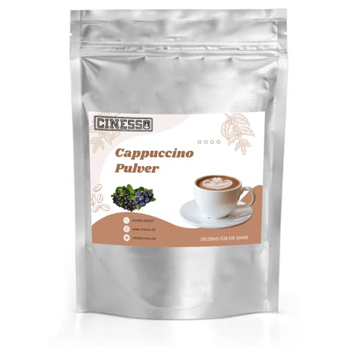 Cinesso Cappuccino Pulver, Fruchtiger Kaffeegenuss, aromatisiert, Kaffeekreationen, verschiedene Variationen, Geschmacksintensiv, für Zuhause (1 Kg, Aronia Blaubeere) von Cinesso