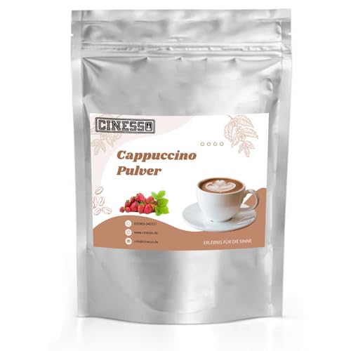 Cinesso Cappuccino Pulver, Fruchtiger Kaffeegenuss, aromatisiert, Kaffeekreationen, verschiedene Variationen, Geschmacksintensiv, für Zuhause (1 Kg, Erdbeere) von Cinesso