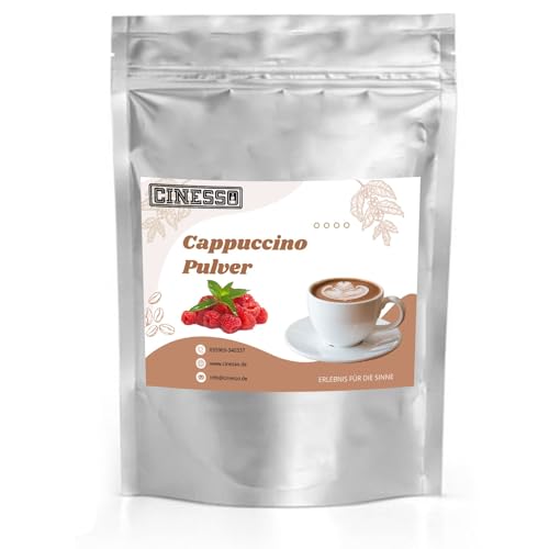 Cinesso Cappuccino Pulver, Fruchtiger Kaffeegenuss, aromatisiert, Kaffeekreationen, verschiedene Variationen, Geschmacksintensiv, für Zuhause (500 g, Himbeere) von Cinesso