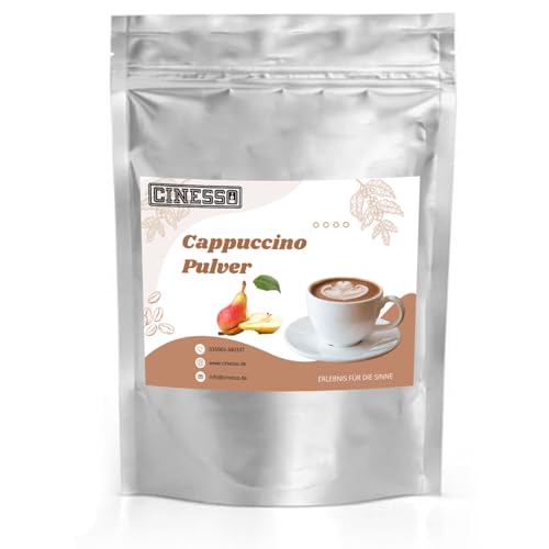 Cinesso Cappuccino mit Birnen Geschmack Cappuccino Getränkepulver aus löslichem Bohnenkaffee Cremig Zart (1000g) von Cinesso