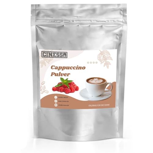 Cinesso Cappuccino mit Frische Himbeeren Geschmack Cappuccino Getränkepulver aus löslichem Bohnenkaffee Cremig Zart (500g) von Cinesso