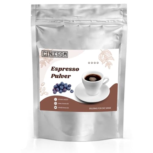 Cinesso Espresso Pulver gemahlen, fruchtiger Geschmack, Kaffeepulver, schnelle und einfache Zubereitung, für Kaffeeliebhaber, zum Verfeinern von Desserts (1 Kg, Heidelbeere) von Cinesso