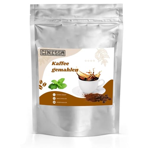 Cinesso Kaffee gemahlen Kaffeepulver, mit verschiedenen Geschmacksrichtungen, fruchtige Varianten, schnelle und einfache Zubereitung, für Kaffeeliebhaber (1 Kg, Pfefferminze) von Cinesso