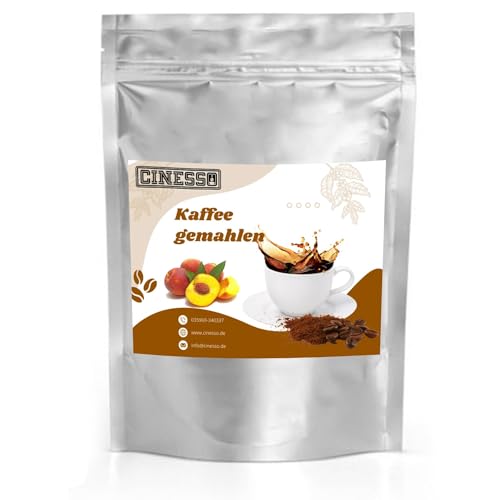 Cinesso Kaffee gemahlen Kaffeepulver, mit verschiedenen Geschmacksrichtungen, fruchtige Varianten, schnelle und einfache Zubereitung, für Kaffeeliebhaber (500 g, Pfirsich) von Cinesso