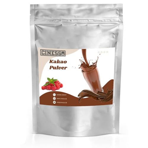 Cinesso Kakao Trinkschokolade Kakaopulver, Schokoladengetränk, Schokoladenaromen, mit natürlichen Aromen, schnelle und einfache Zubereitung, für Feierlichkeiten (1 Kg, Himbeere) von Cinesso