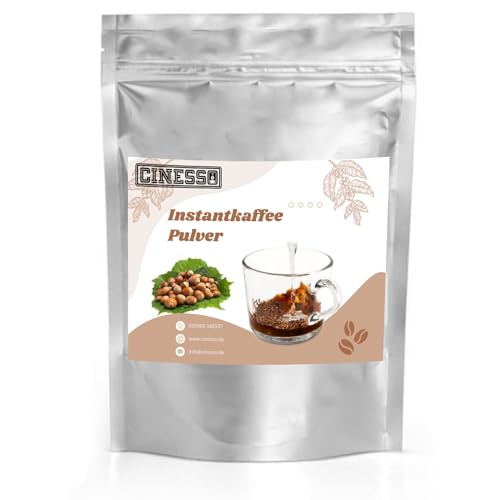 Cinesso Löslicher Kaffee Instant Pulver, Nussgeschmack, schnelle und einfache Zubereitung, ohne Kaffeemaschine. mit verschiedenen Aromen, Kaffeevariation (500 g, Haselnuss) von Cinesso