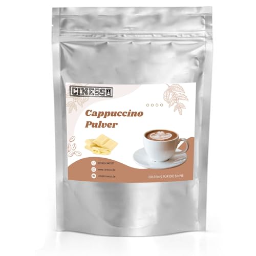 Cinesso Schokolade Cappuccino Pulver, Aromatisiertes Kaffeepulver, schnelle und einfache Zubereitung, Kaffeegetränk, zum Genießen, verschiedene Kaffeevariationen (500 g, Weiße Schokolade) von Cinesso