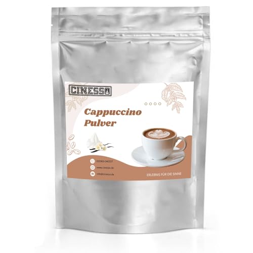 Cinesso Vanille Cappuccino Pulver, schnelle und einfache Zubereitung, Kaffeegenuss, Kaffeekreationen, cremiges Kaffeepulver, für Heimgebrauch, Instantmischung (500 g, Vanille) von Cinesso