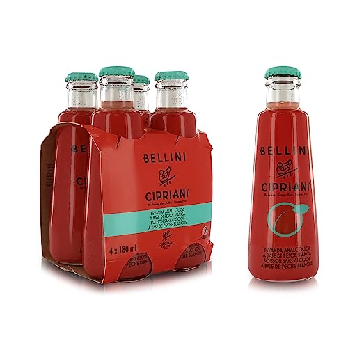 Cipriani Virgin Bellini, Alkoholfreier Bellini, Alkoholfreier Italienischer Cocktail mit Weißem Pfirsich, Fruchtiges, Prickelndes Getränk, Ausgezeichneter Aperitif für Abstinenzler, 24x180 Ml von Cipriani