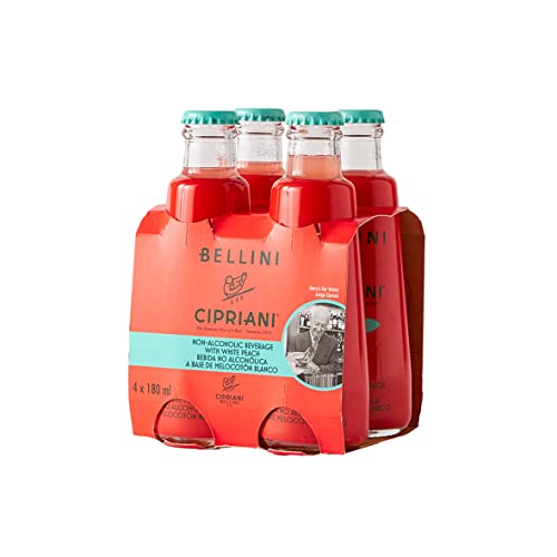 Cipriani Virgin Bellini, Alkoholfreier Bellini, Alkoholfreier Italienischer Cocktail mit Weißem Pfirsich, Fruchtiges, Prickelndes Getränk, Ausgezeichneter Aperitif für Abstinenzler, 4x180 Ml von Cipriani