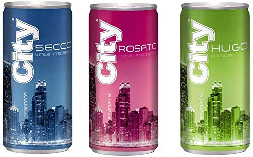 120 Dosen City gemischt 36 Hugo, 48 City Secco und 36 City Rosato a 200ml inc. EINWEG Pfand von City aromatisierter Cocktail