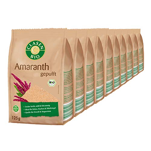 10x CLASEN BIO Amaranth gepufft, vegan und glutenfrei, ideal fürs Müsli - 125 g von Clasen Bio