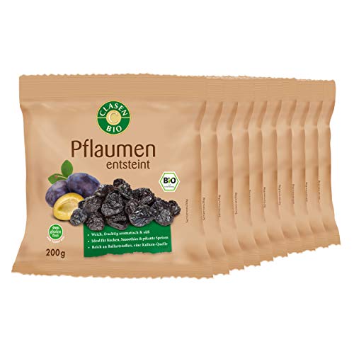 10x CLASEN BIO Pflaumen getrocknet, entsteint, von Natur aus vegan und glutenfrei - 200g von Clasen Bio