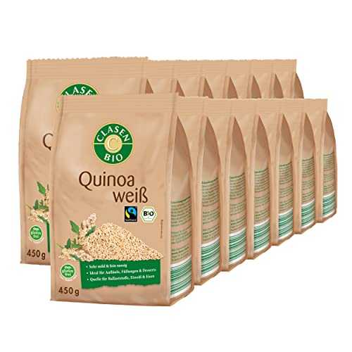 14x CLASEN BIO Quinoa, weiß - Fairtrade, von Natur aus vegan und glutenfrei, biologischer Anbau - 450 g von Clasen Bio