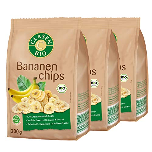 3x CLASEN BIO Bananenchips mit Honig gesüßt, knusprig und glutenfrei - 200g von Clasen Bio