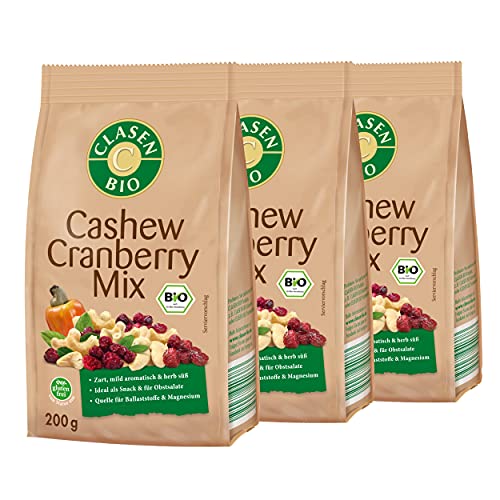 3x CLASEN BIO Cashew-Cranberry Mix - 200g von Clasen Bio