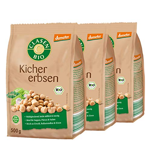 3x CLASEN BIO Demeter Kichererbsen, getrocknet - 500 g von Clasen Bio